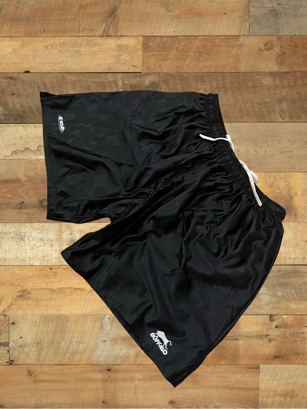 Buffalo Sports Nylon Swim Shorts Black Checkerboard Made Australia XL